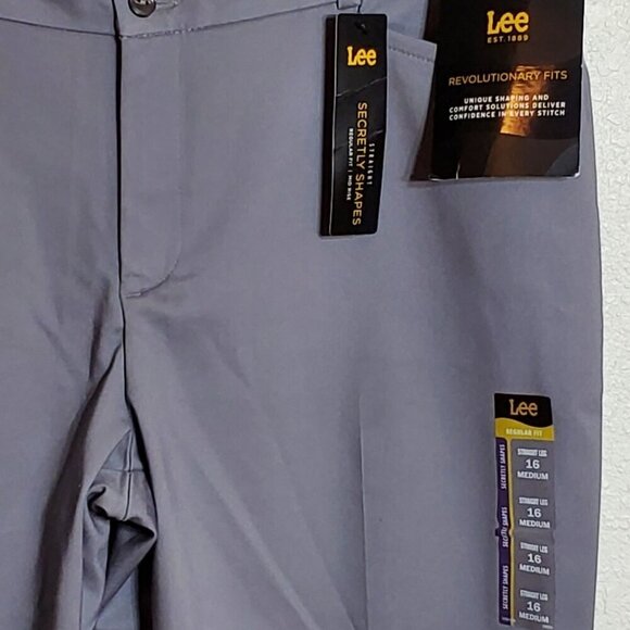 Lee Womens Straight Leg Pants Medium Gray Size 16 Secretly Shapes Stretch Fabric - Picture 6 of 8